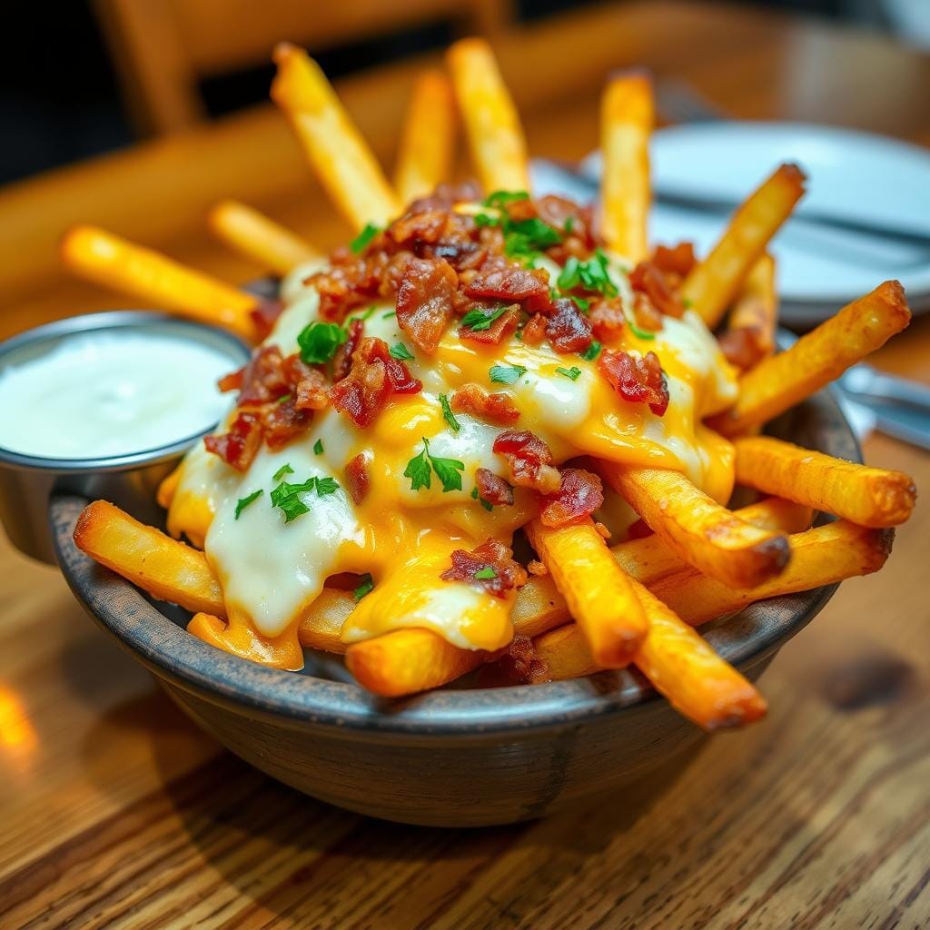 How do you keep loaded fries from getting soggy?