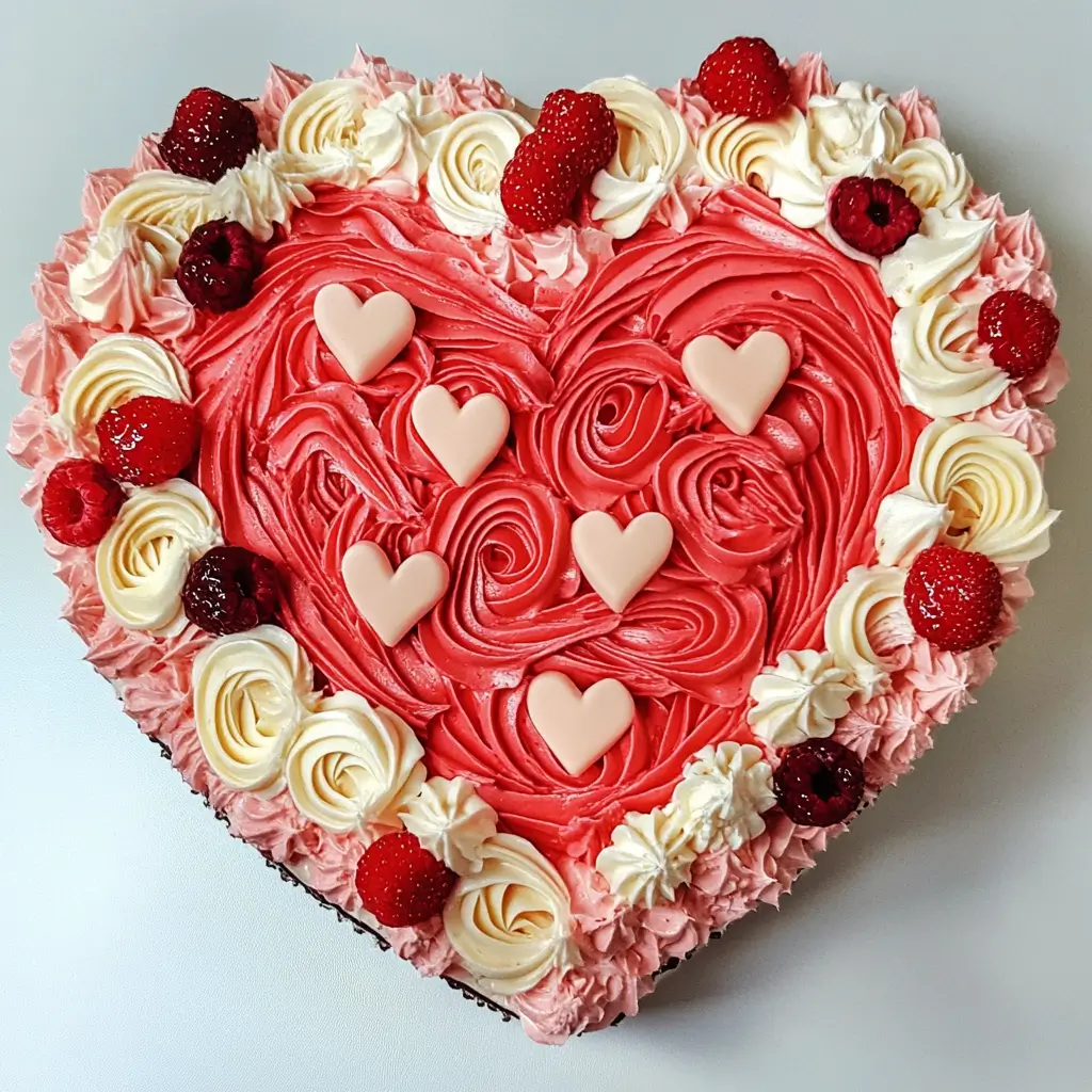 How much does a 6 inch heart cake serve? Heart-shaped cake decorated with pink and white frosting, topped with raspberries and heart-shaped decorations. Perfect for celebrations and special occasions.