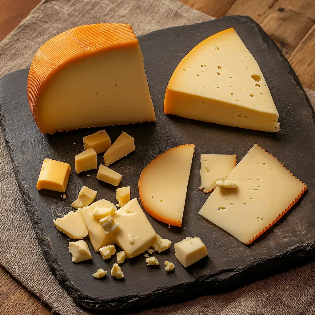 A cheese platter with sliced and cubed cheddar and gouda. Is cheddar or Gouda better?