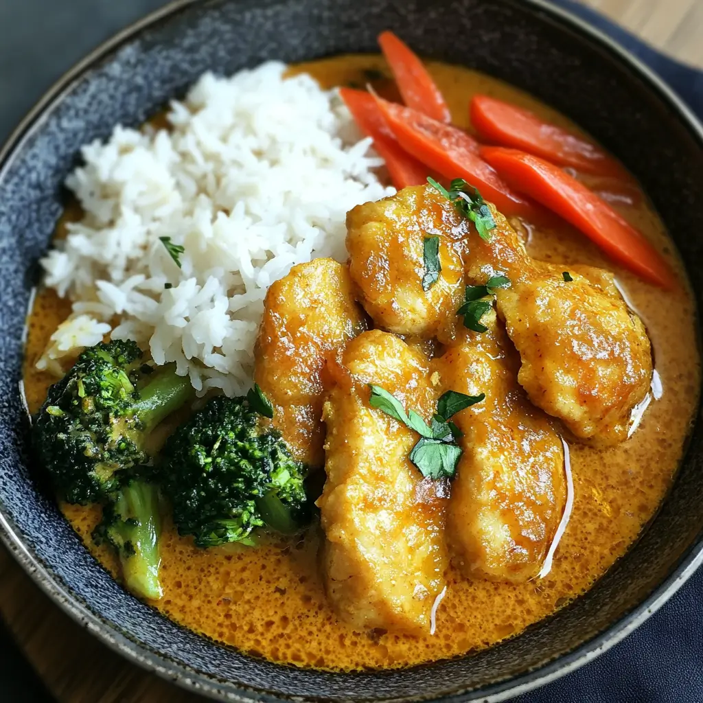 What does golden curry sauce taste like? A bowl of golden curry sauce served with rice, broccoli, and carrots. The dish highlights the rich, savory, and mildly sweet flavors of golden curry sauce.