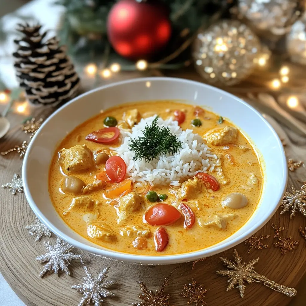 A bowl of golden curry with tender chicken, potatoes, and vibrant spices garnished with red chili and fresh herbs. What is golden curry made of?