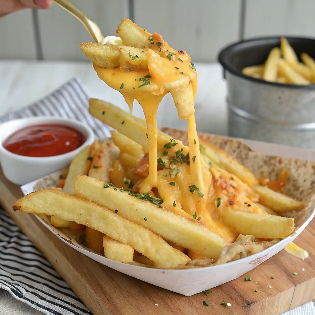 boo fries with melted cheese