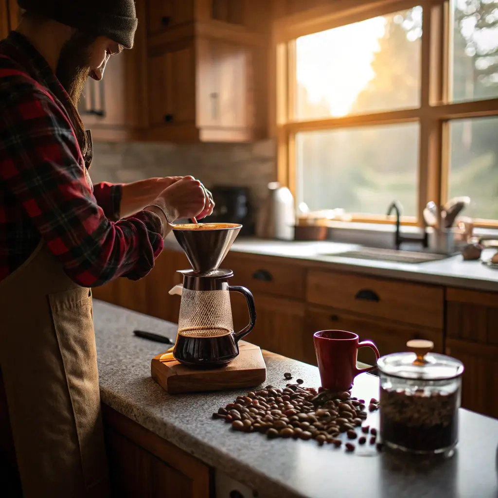 brewing coffee