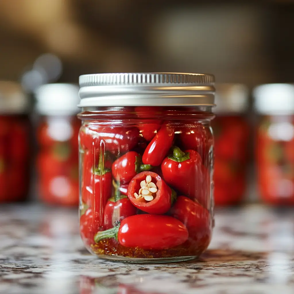 cherry bomb peppers in a jar