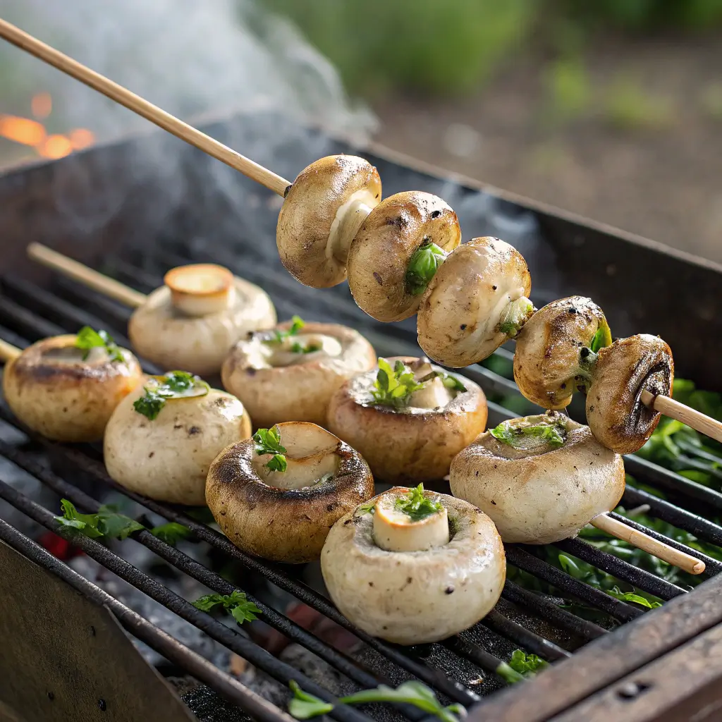 grilling button mushrooms