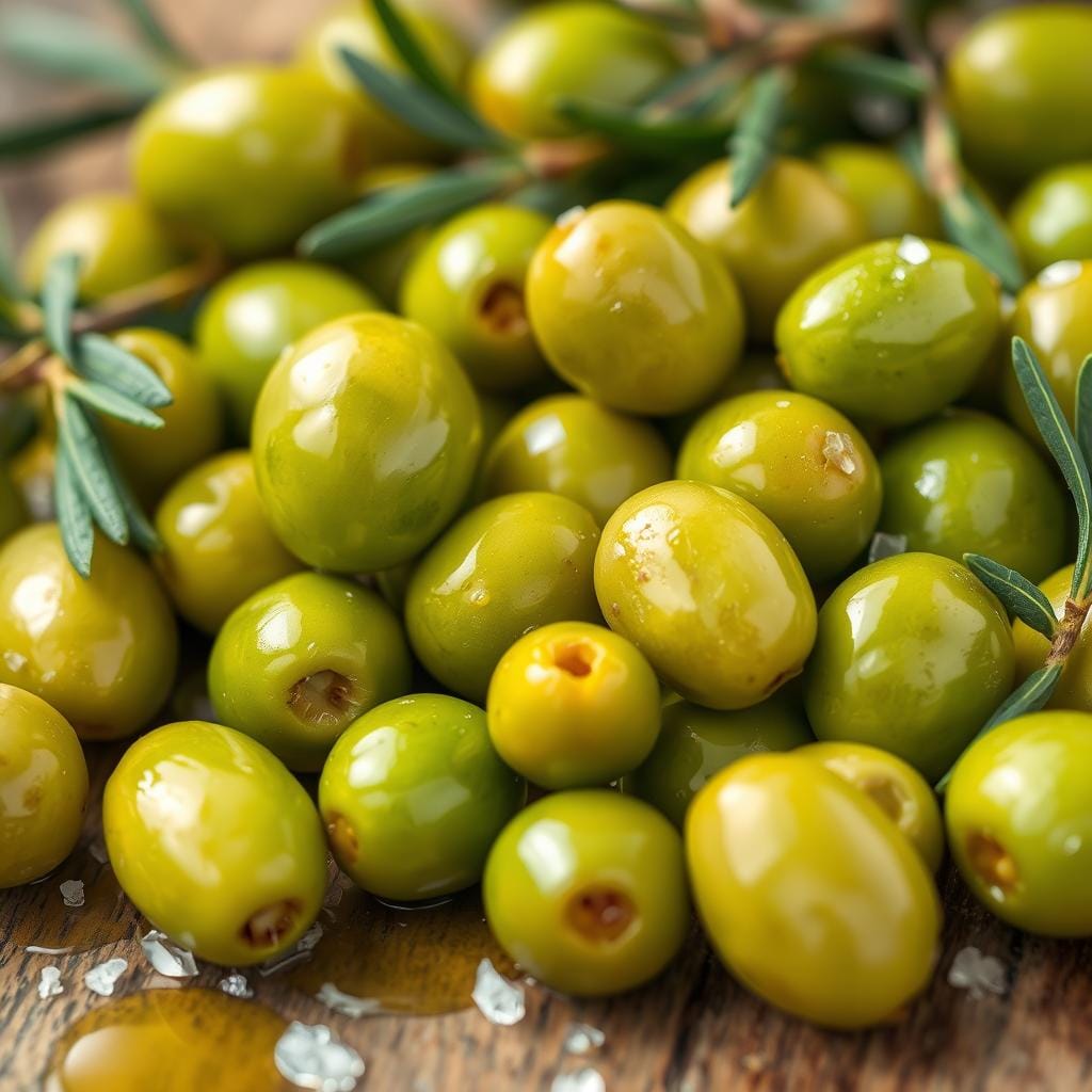 What are the really green olives called