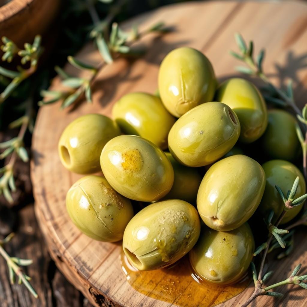 What are the really green olives called