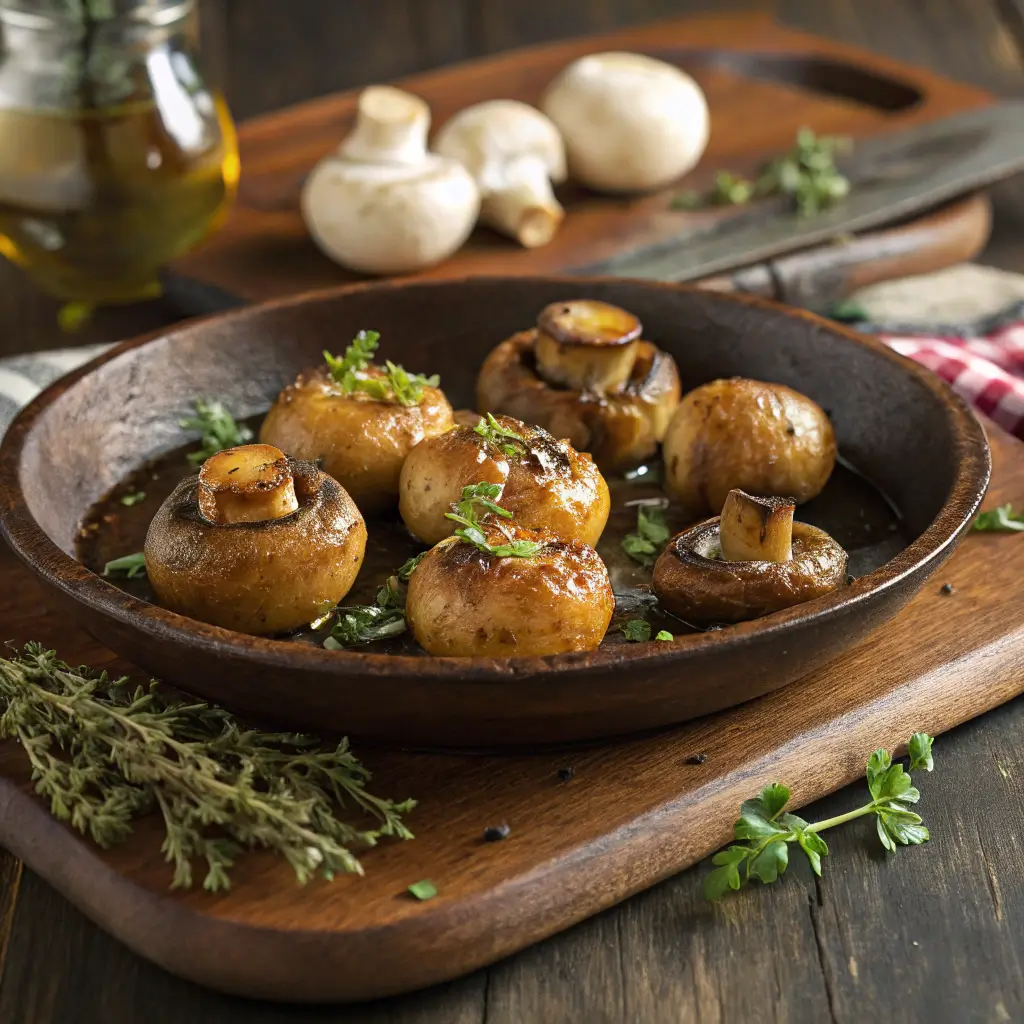 roasting button mushrooms