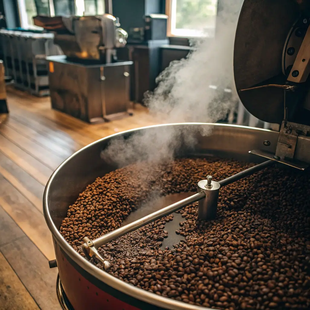 roasting coffee