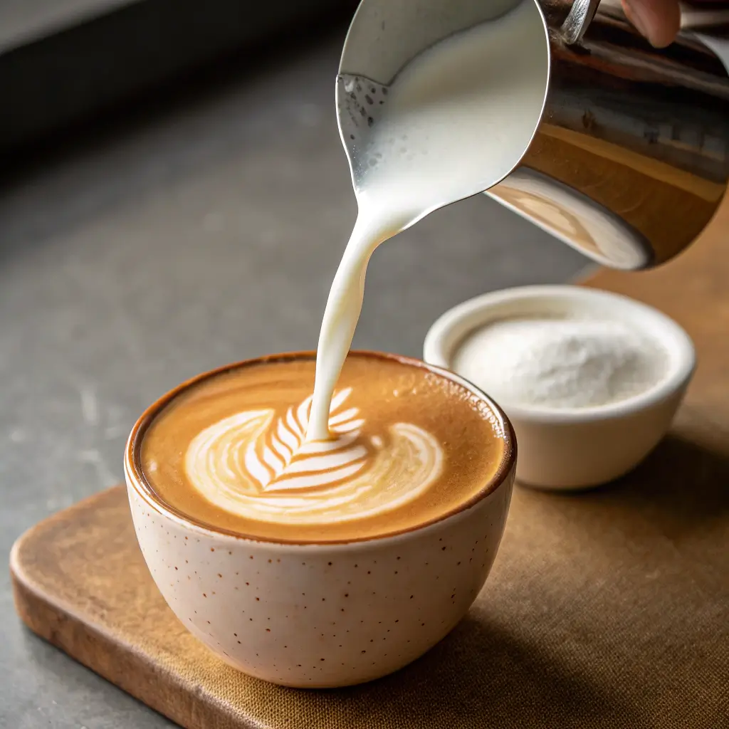 steaming milk for cortado coffee