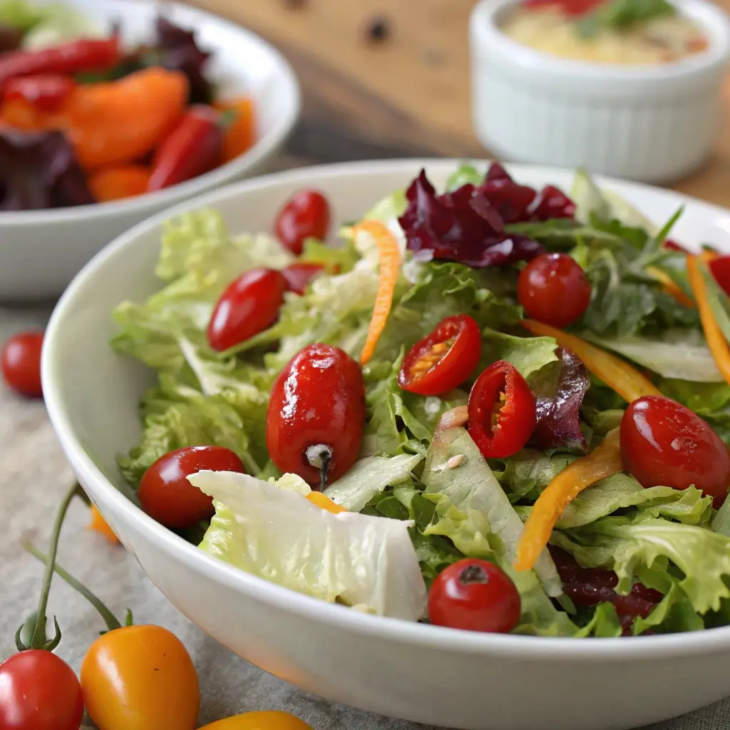 What Are Sweet Cherry Peppers Good For? sweet cherry peppers added to a salad