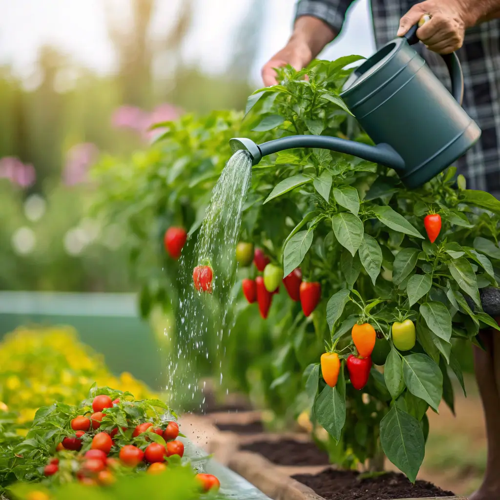 watering cherry peppers